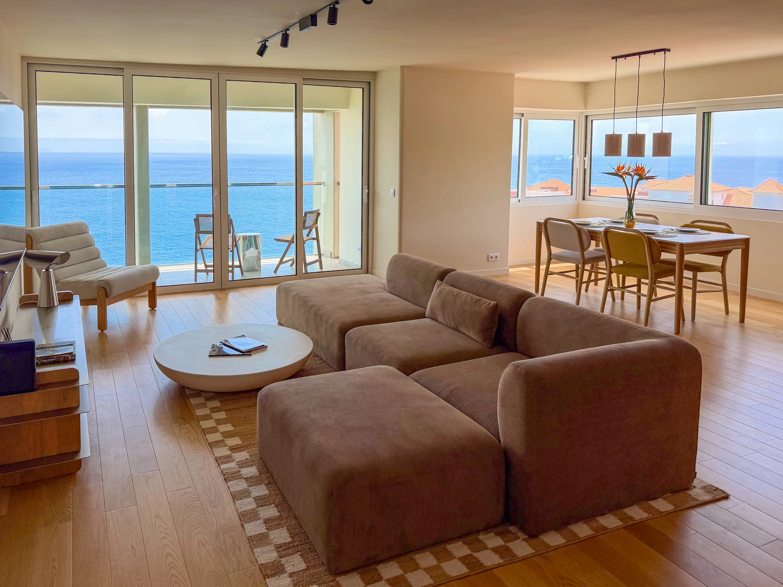 The apartment living room, furnished and styled by us
