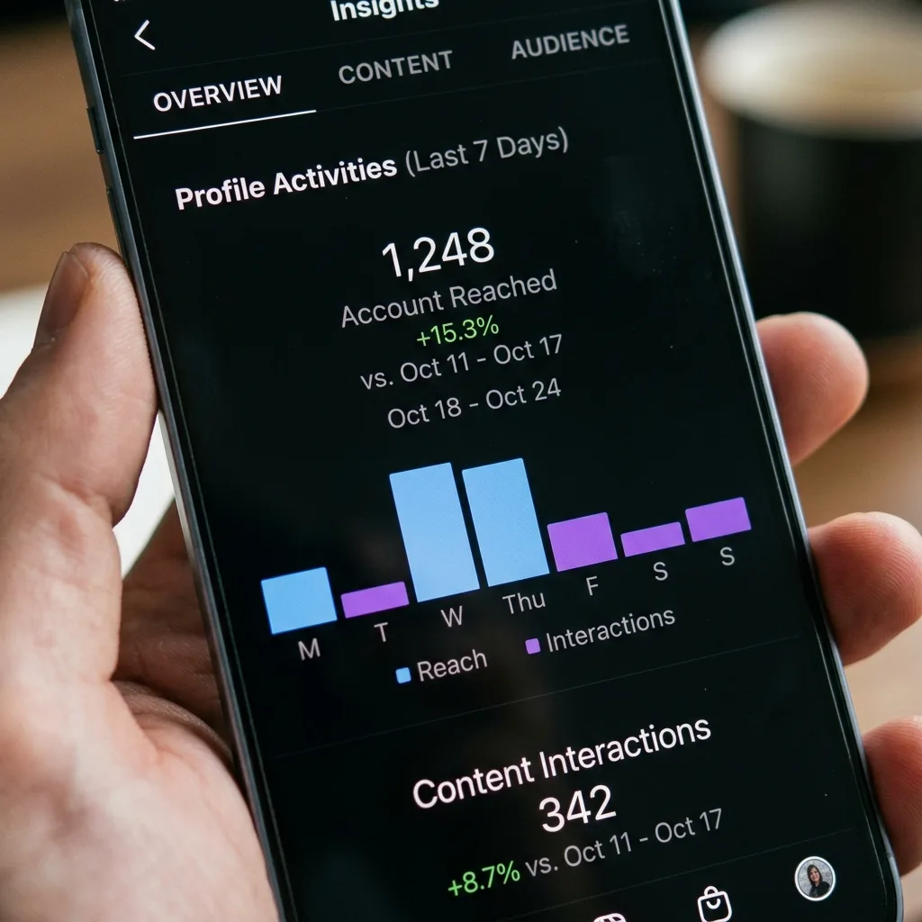 Instagram insights: reach and interactions growing