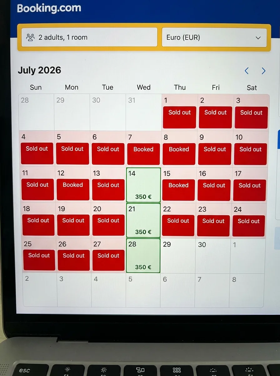 The Booking.com calendar filling up for the season